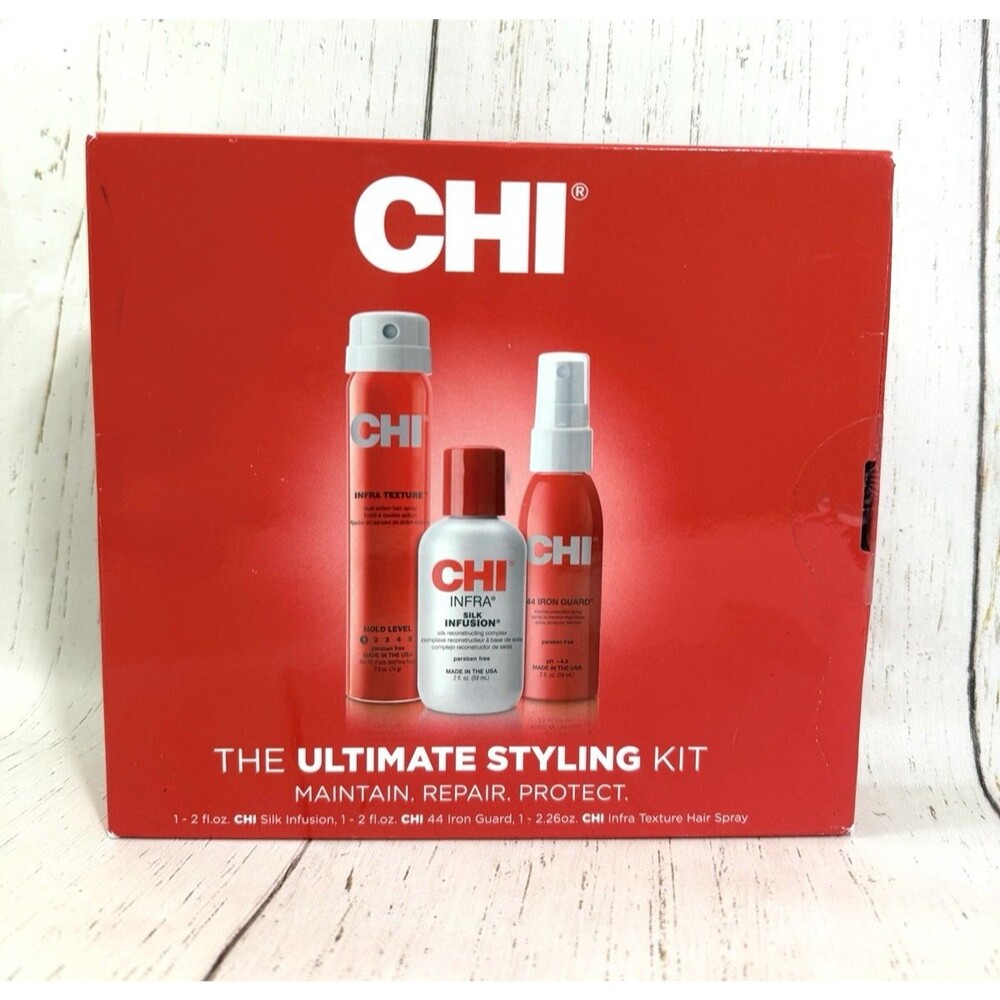 CHI Styling Kit w/ Infra Silk Infusion, 44 Iron Guard & Infra Texture Spray NEW